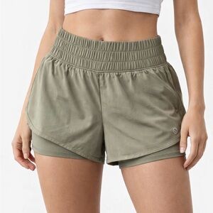 Gilly Hicks Olive Green Layered Athletic Shorts